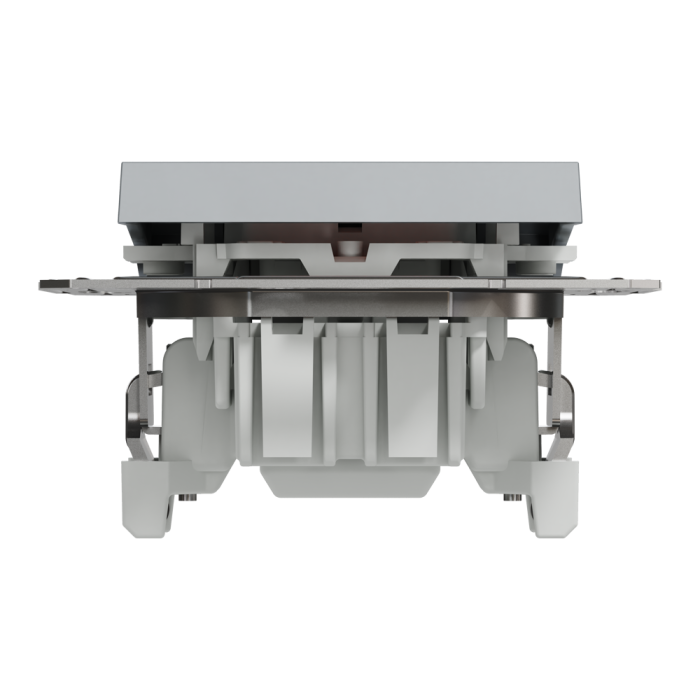 Вимикач одноклавішний, з підсвіткою, самозажимний, Asfora сталь, Schneider Electric [EPH1400162]