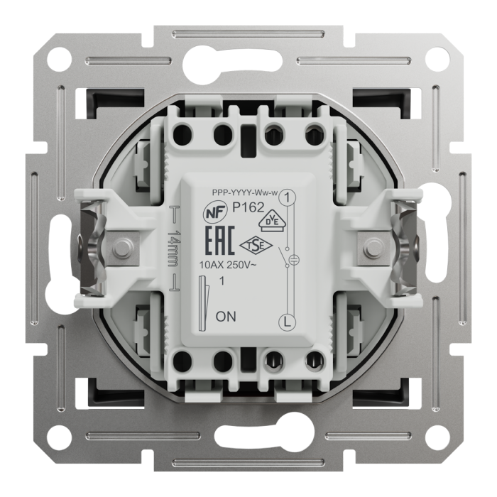 Вимикач одноклавішний, з підсвіткою, самозажимний, Asfora антрацит, Schneider Electric [EPH1400171]