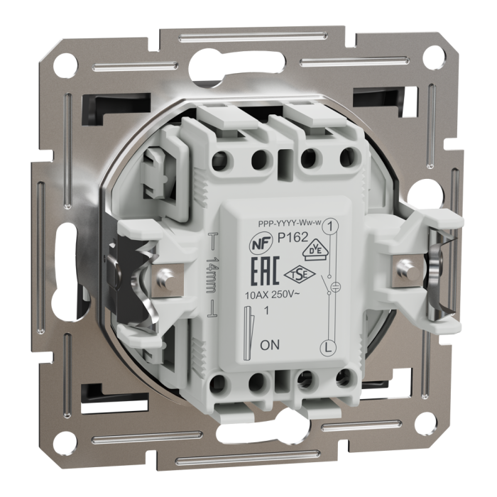 Вимикач одноклавішний, з підсвіткою, самозажимний, Asfora антрацит, Schneider Electric [EPH1400171]