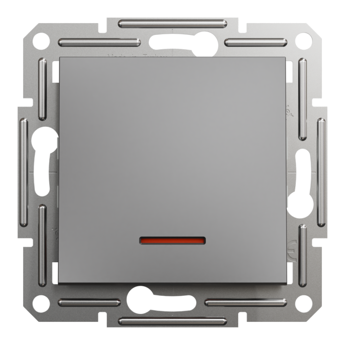 Вимикач одноклавішний, з підсвіткою, самозажимний, Asfora антрацит, Schneider Electric [EPH1400171]