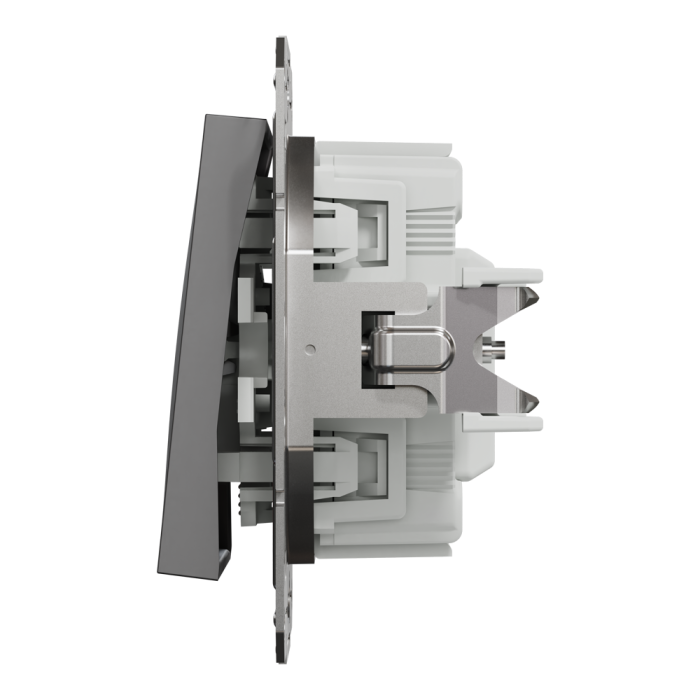 Вимикач одноклавішний, з підсвіткою, самозажимний, Asfora антрацит, Schneider Electric [EPH1400171]