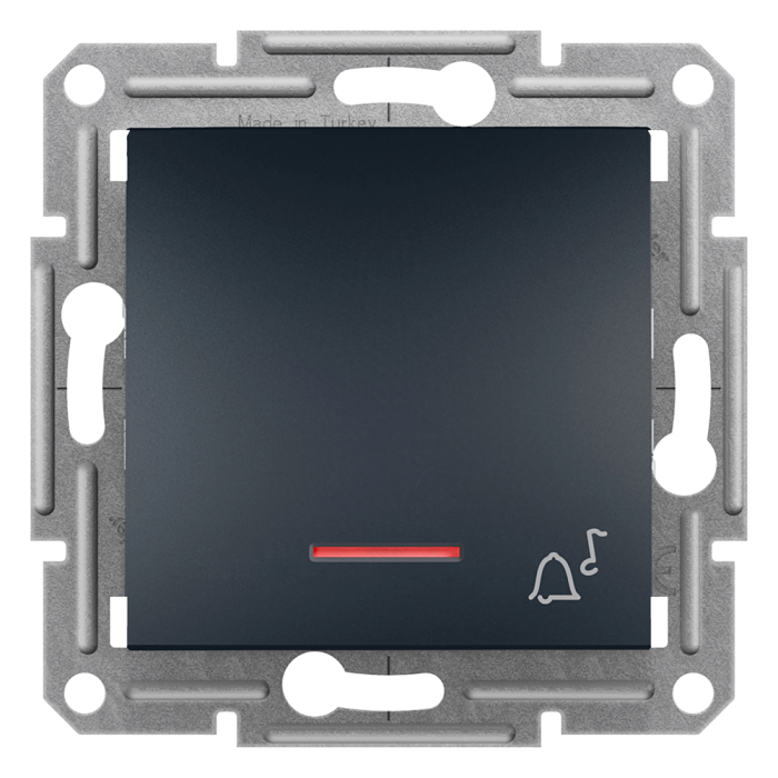 Кнопковий вимикач, ''дзвінок'', з підсвіткою, самозажимний, Asfora антрацит, Schneider Electric [EPH1700171]