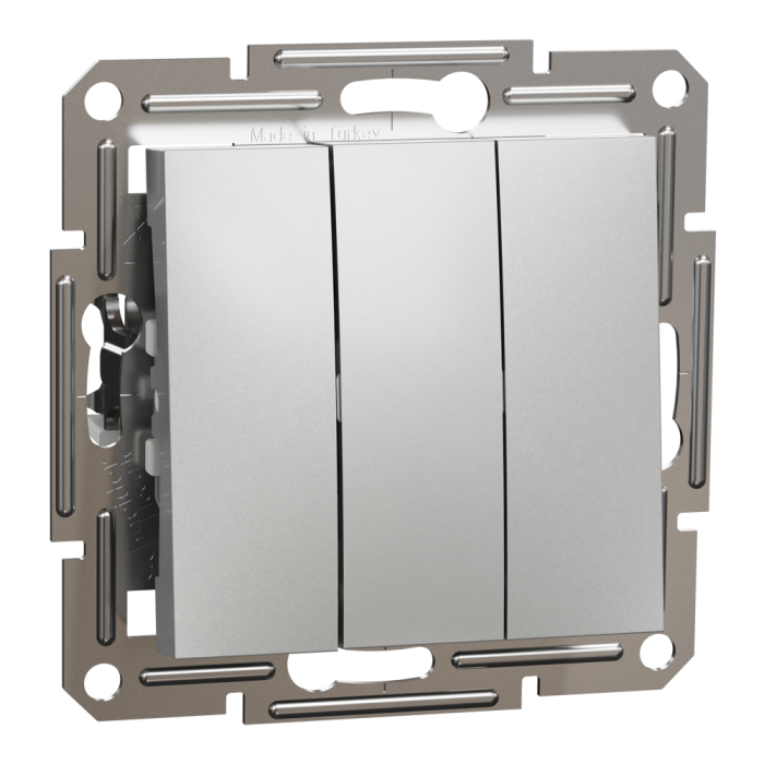 Вимикач трьохклавішний алюміній Asfora, Schneider Electric [EPH2100161]