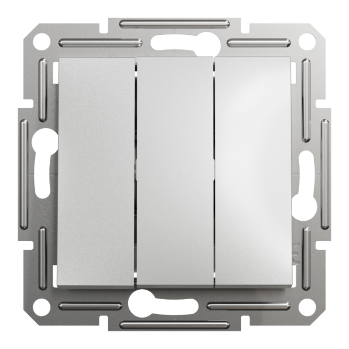 Вимикач трьохклавішний алюміній Asfora, Schneider Electric [EPH2100161]