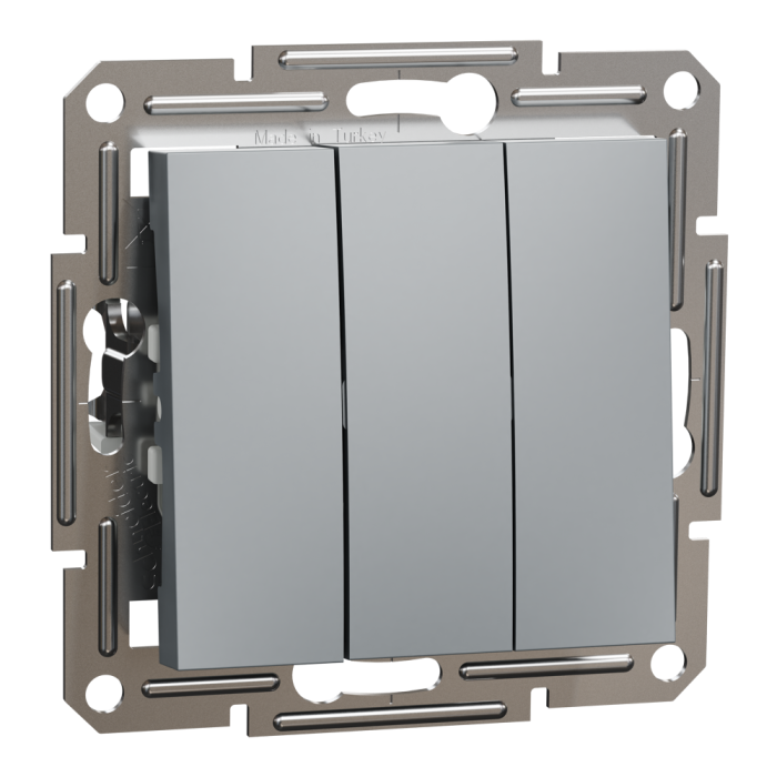 Вимикач трьохклавішний сталь Asfora, Schneider Electric [EPH2100162]