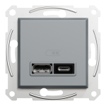 USB розетка, сталь, Asfora - Schneider Electric [EPH2700362]