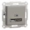 Подвійний зарядний пристрій USB 2.4 A, бронза, Asfora, Schneider Electric [EPH2700369]
