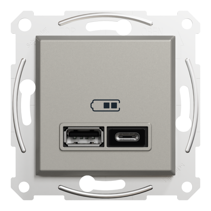 Подвійний зарядний пристрій USB 2.4 A, бронза, Asfora, Schneider Electric [EPH2700369]