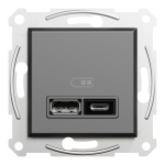 USB розетка, чорна, Asfora - Schneider Electric [EPH2700371]