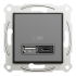 USB розетка, чорна, Asfora - Schneider Electric [EPH2700471]