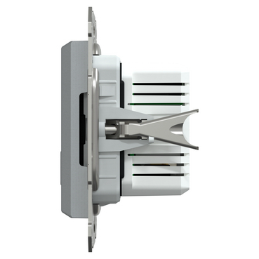 Подвійний зарядний пристрій USB, Asfora, тип A+C, 21 Вт, механізм з супортом, сталь, Schneider Electric [EPH2700562]