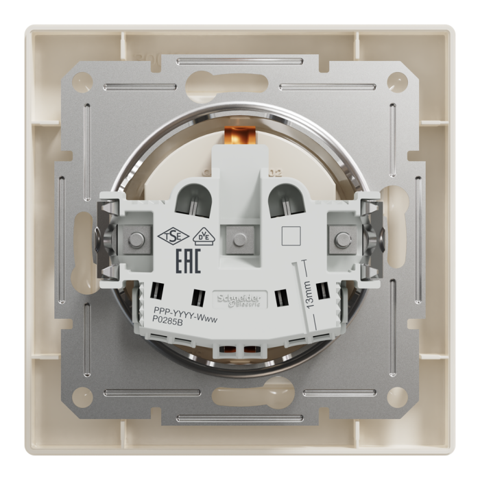 Розетка з заземленням крем Asfora, Schneider Electric [EPH2900123]