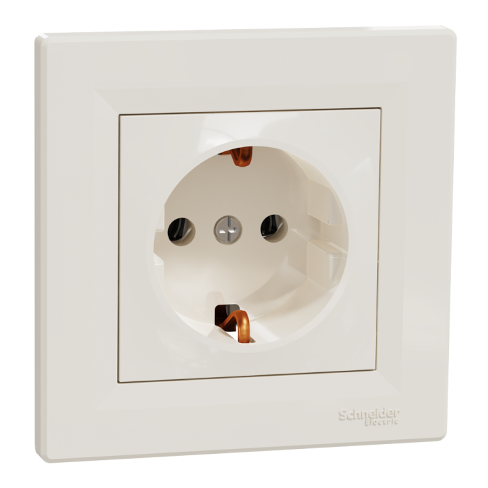 Розетка з заземленням крем Asfora, Schneider Electric [EPH2900123]