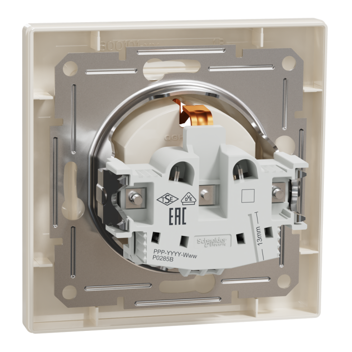 Розетка з заземленням крем Asfora, Schneider Electric [EPH2900123]