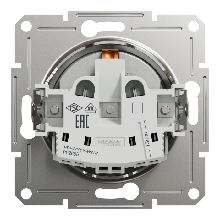 Розетка з заземленням Asfora алюміній, Schneider Electric [EPH2900161]