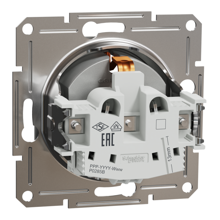 Розетка з заземленням Asfora алюміній, Schneider Electric [EPH2900161]