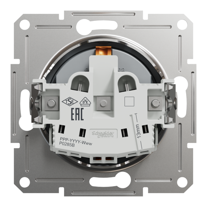 Розетка з заземленням Asfora сталь, Schneider Electric [EPH2900162]