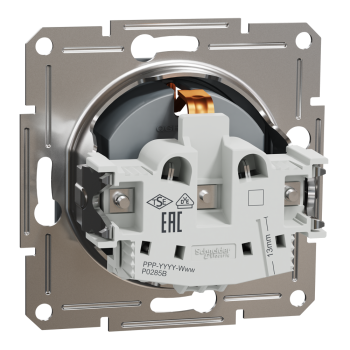 Розетка з заземленням Asfora сталь, Schneider Electric [EPH2900162]