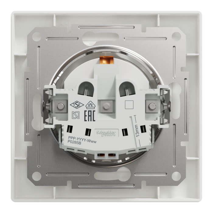 Розетка з заземленням з захисними шторками біла Asfora, Schneider Electric [EPH2900221]