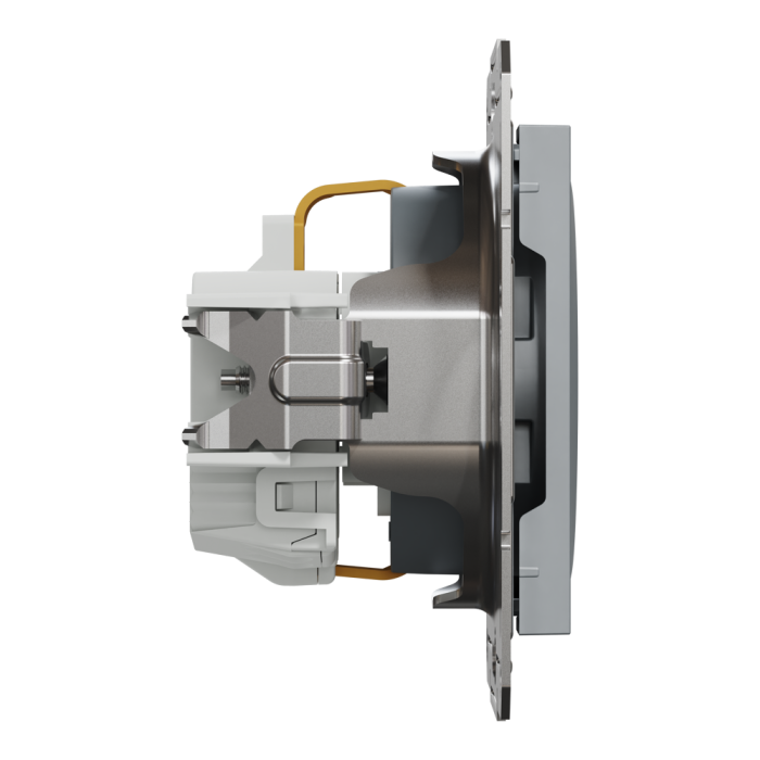 Розетка з заземленням, з захисними шторками Asfora сталь, Schneider Electric [EPH2900262]
