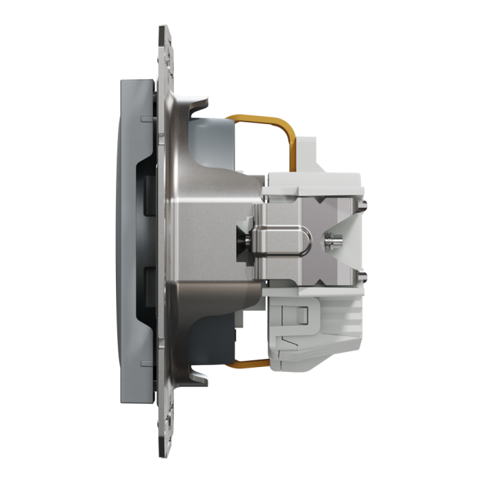 Розетка з заземленням, з захисними шторками Asfora сталь, Schneider Electric [EPH2900262]