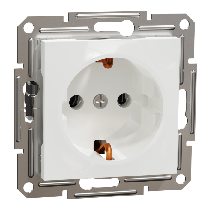 Розетка з заземленням, білий, Asfora, без рамки, Schneider Electric [EPH2970121]