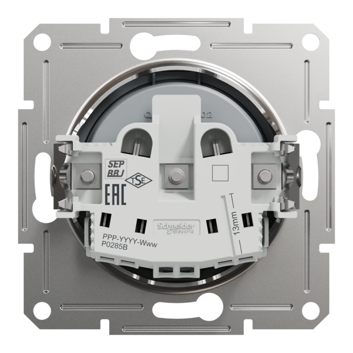 Розетка без заземлення Asfora сталь, Schneider Electric [EPH3000162]