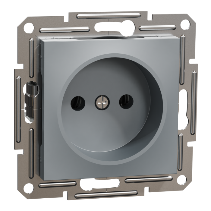 Розетка без заземлення Asfora сталь, Schneider Electric [EPH3000162]