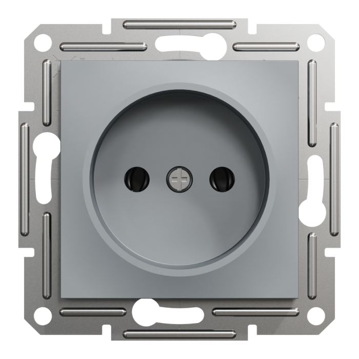 Розетка без заземлення Asfora сталь, Schneider Electric [EPH3000162]