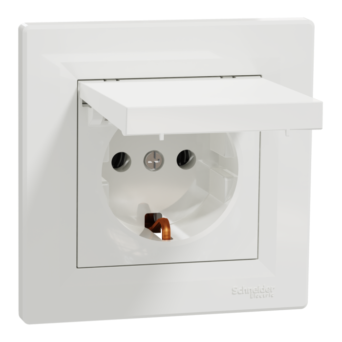 Розетка з кришкою, з заземленням біла Asfora, Schneider Electric [EPH3100121]