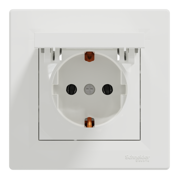 Розетка з кришкою, з заземленням біла Asfora, Schneider Electric [EPH3100121]