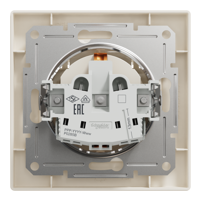 Розетка з кришкою, з заземленням крем Asfora, Schneider Electric [EPH3100123]