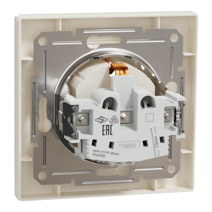 Розетка з кришкою, з заземленням крем Asfora, Schneider Electric [EPH3100123]