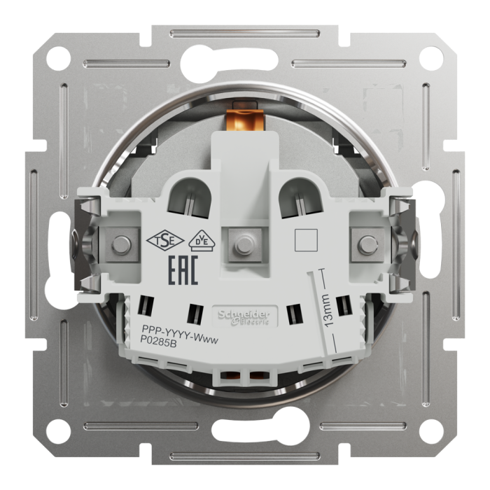 Розетка з кришкою, з заземленням Asfora алюміній, Schneider Electric [EPH3100161]