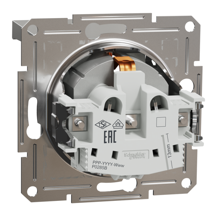Розетка з кришкою, з заземленням Asfora алюміній, Schneider Electric [EPH3100161]