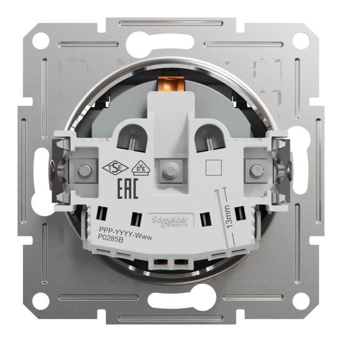 Розетка з кришкою, з заземленням Asfora сталь, Schneider Electric [EPH3100162]