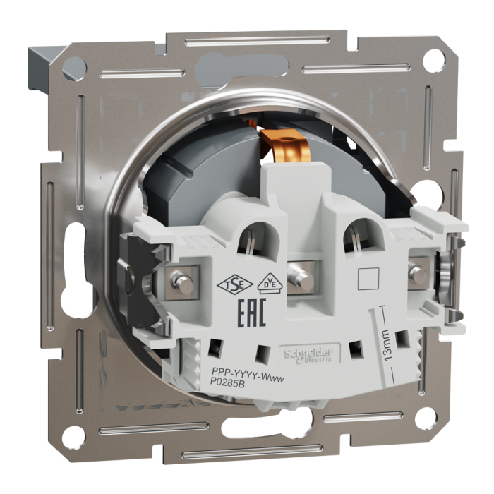 Розетка з кришкою, з заземленням Asfora сталь, Schneider Electric [EPH3100162]