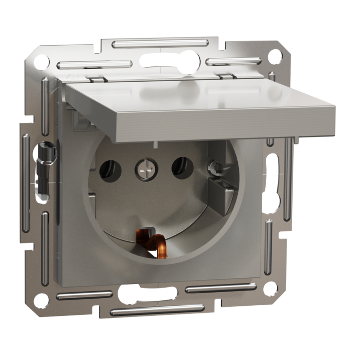 Розетка з кришкою, з заземленням Asfora бронза, Schneider Electric [EPH3100169]