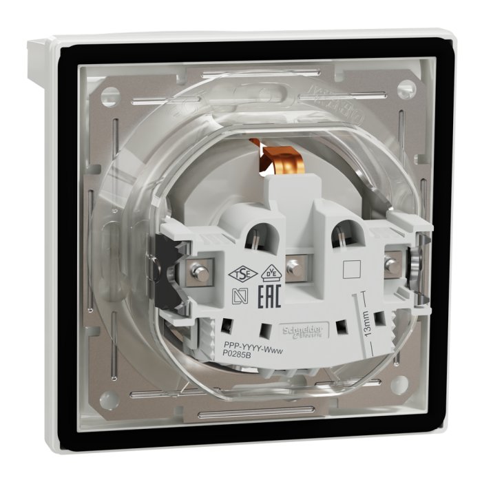 Розетка IP44 з кришкою, з заземленням, з захисними шторками, біла Asfora, Schneider Electric [EPH3100321]