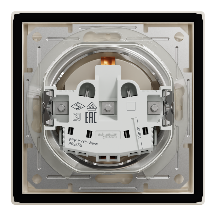 Розетка IP44 з кришкою, з заземленням, з захисними шторками, крем Asfora, Schneider Electric [EPH3100323]