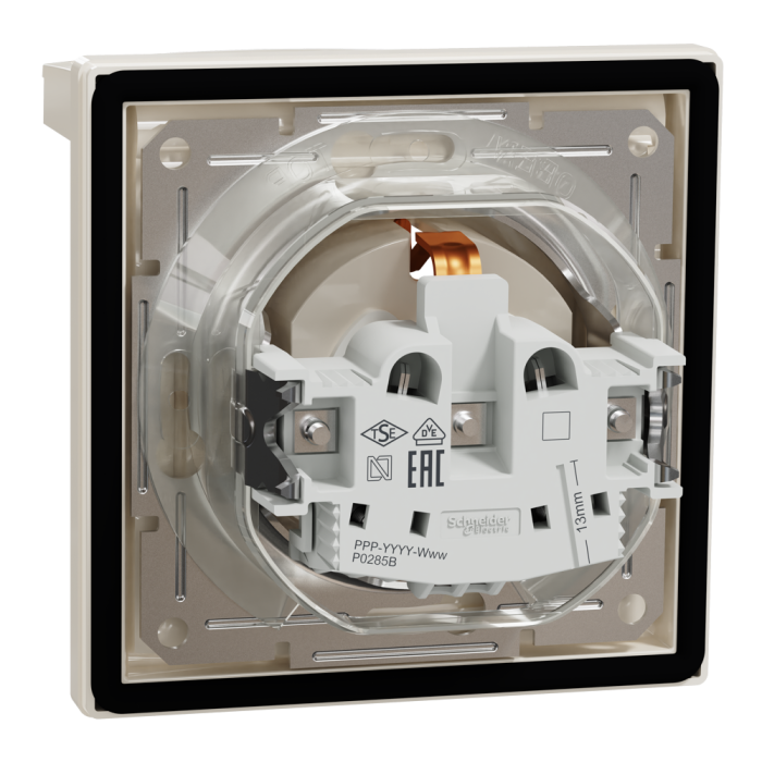 Розетка IP44 з кришкою, з заземленням, з захисними шторками, крем Asfora, Schneider Electric [EPH3100323]