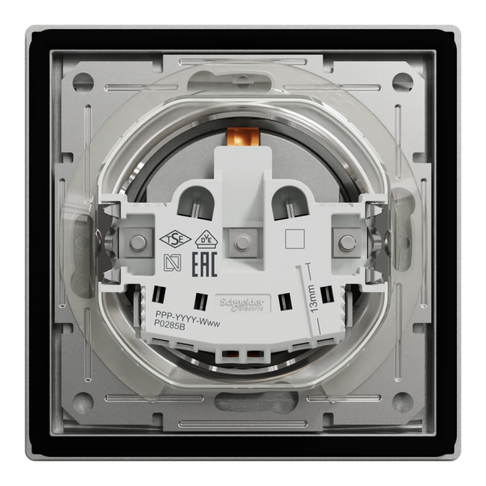 Розетка IP44 з кришкою, з заземленням, з захисними шторками, алюміній Asfora, Schneider Electric [EPH3100361]