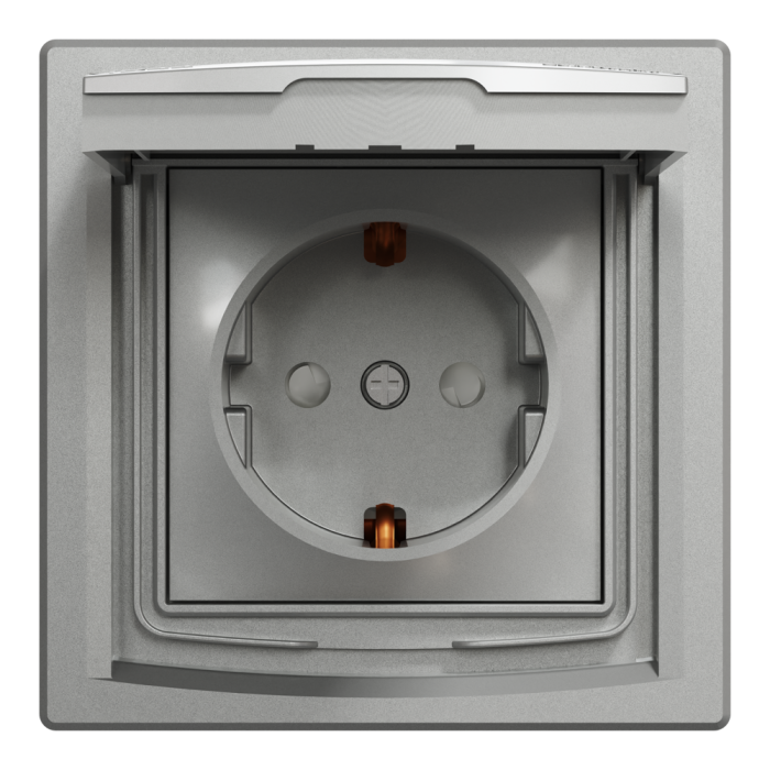 Розетка IP44 з кришкою, з заземленням, з захисними шторками, алюміній Asfora, Schneider Electric [EPH3100361]