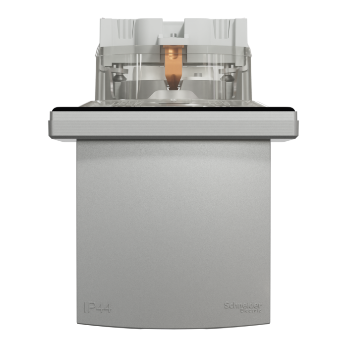 Розетка IP44 з кришкою, з заземленням, з захисними шторками, алюміній Asfora, Schneider Electric [EPH3100361]