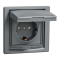 Розетка IP44 з кришкою, з заземленням, з захисними шторками, сталь Asfora, Schneider Electric [EPH3100362]