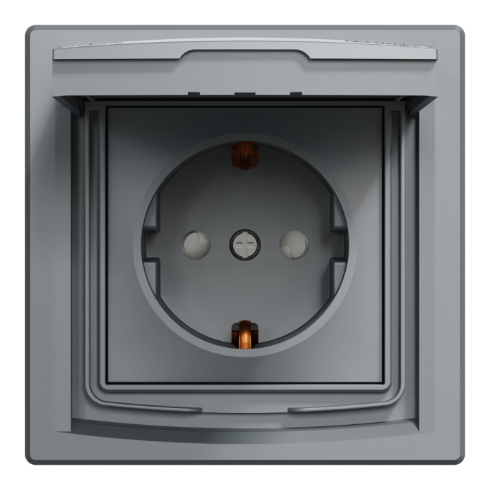 Розетка IP44 з кришкою, з заземленням, з захисними шторками, сталь Asfora, Schneider Electric [EPH3100362]