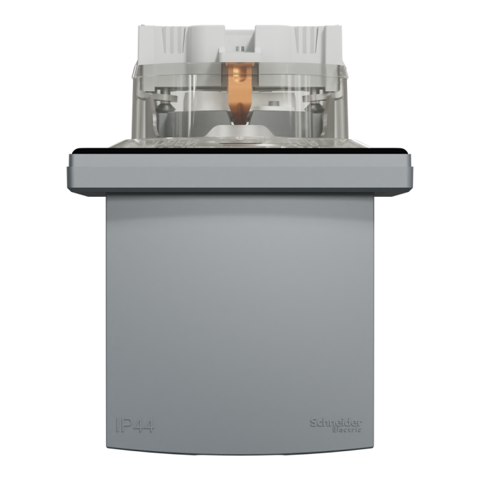 Розетка IP44 з кришкою, з заземленням, з захисними шторками, сталь Asfora, Schneider Electric [EPH3100362]