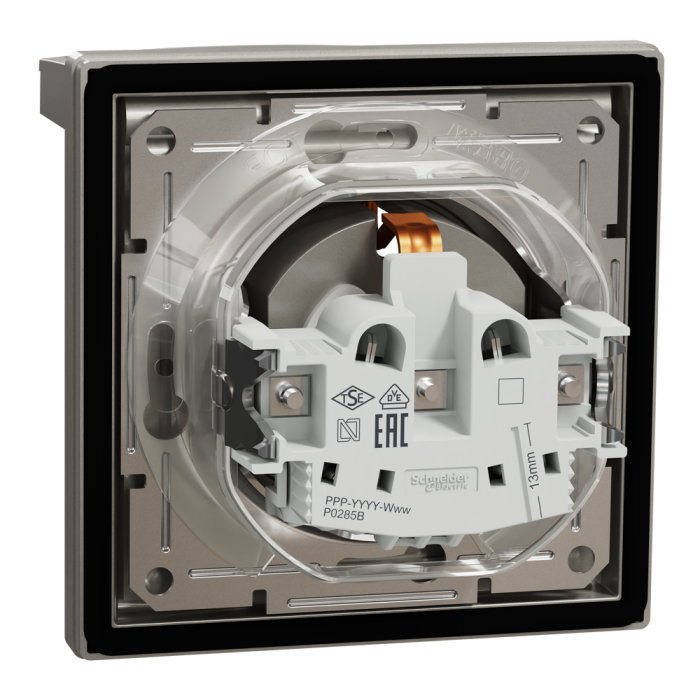 Розетка IP44 з кришкою, з заземленням, з захисними шторками, бронза Asfora, Schneider Electric [EPH3100369]