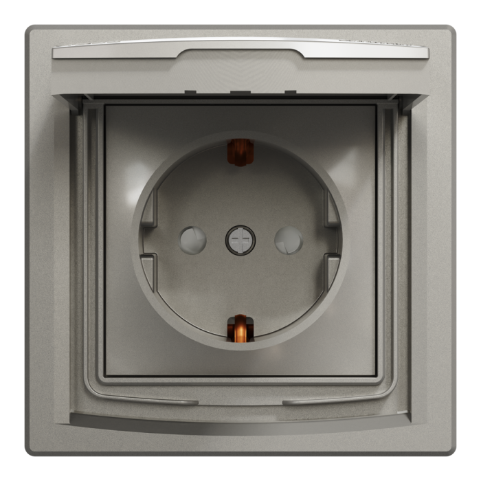 Розетка IP44 з кришкою, з заземленням, з захисними шторками, бронза Asfora, Schneider Electric [EPH3100369]