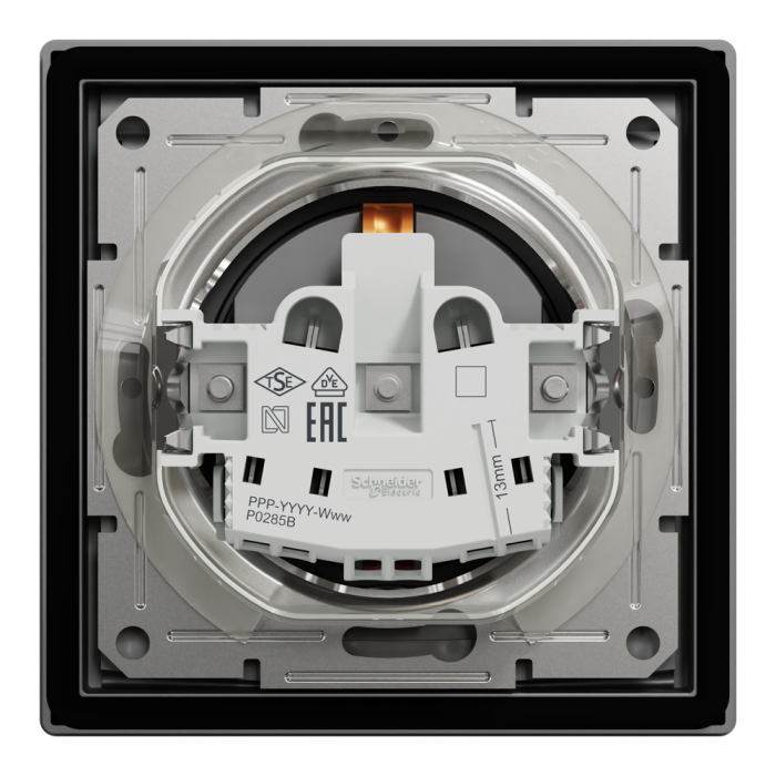 Розетка IP44 з кришкою, з заземленням, з захисними шторками, антрацит Asfora, Schneider Electric [EPH3100371]